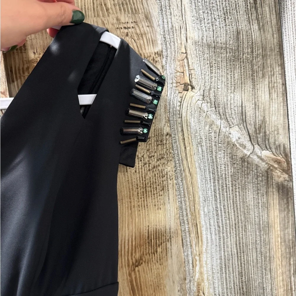 JS Collections Black Ruched Mini Dress - Picture 2 of 3